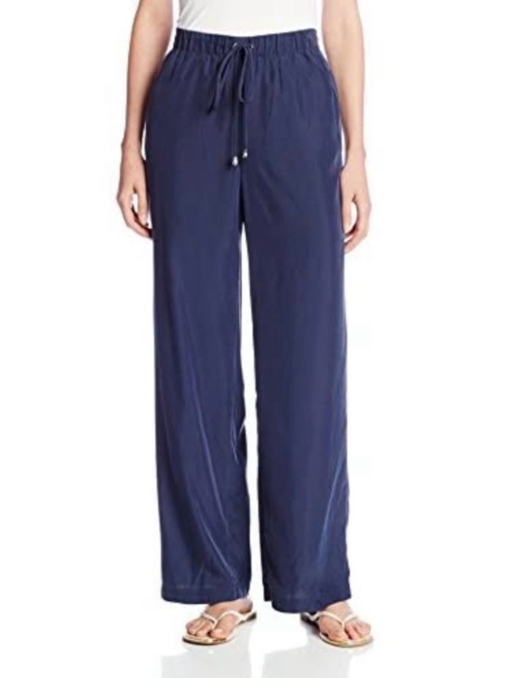 Vince Camuto Navy Wide Leg Drawstring Pants Medium